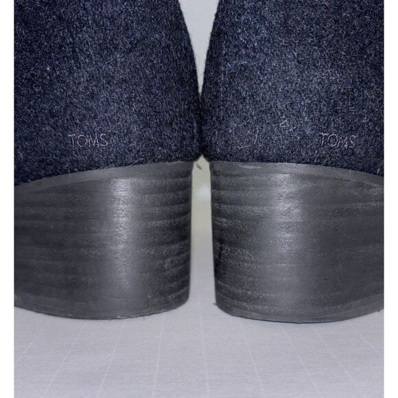 TOMS Black Loren Suede Wool Blend Stacked Heel Ankle Bootie Womens 8.5 - Picture 12 of 12
